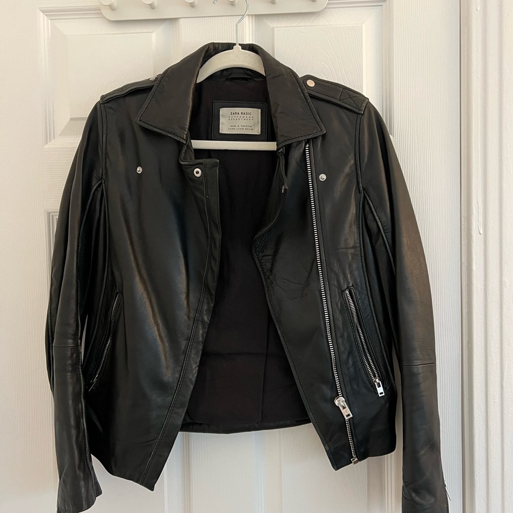 Zara black leather jacket